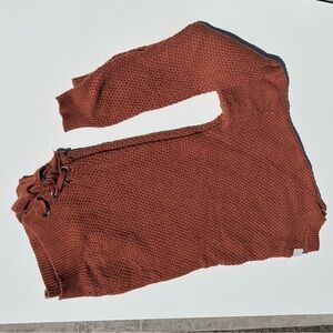 Pink Republic Rust Lace-Up Crewneck Sweater